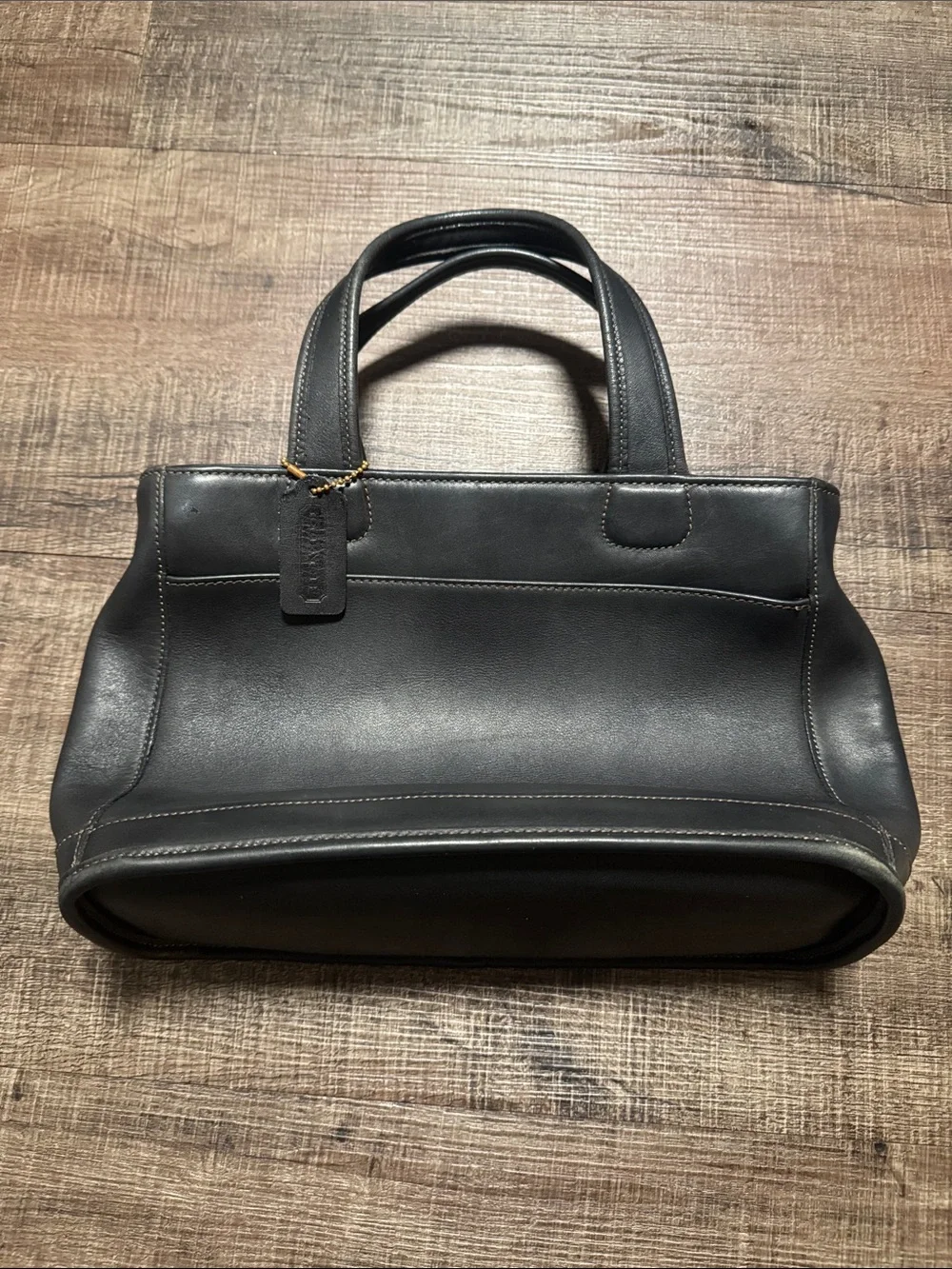 vintage black leather Coach Bleecker Satchel